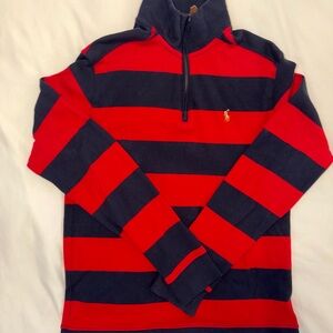 Polo by Ralph Lauren Red & Navy Striped Half-Zip Sweater